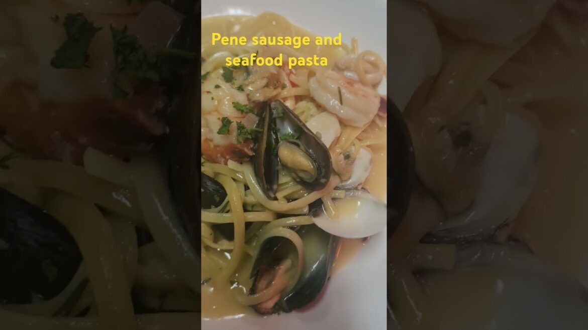 pene sausage  tomato sauce  and  linguini seafood butter  sauce pasta  Italian  style
