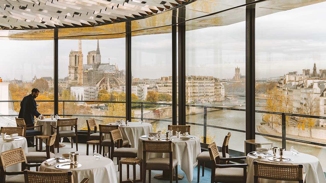 Tour d'Argent restaurant features dazzling views of Notre-Dame Cathedral in Paris. (©Joann Pai)