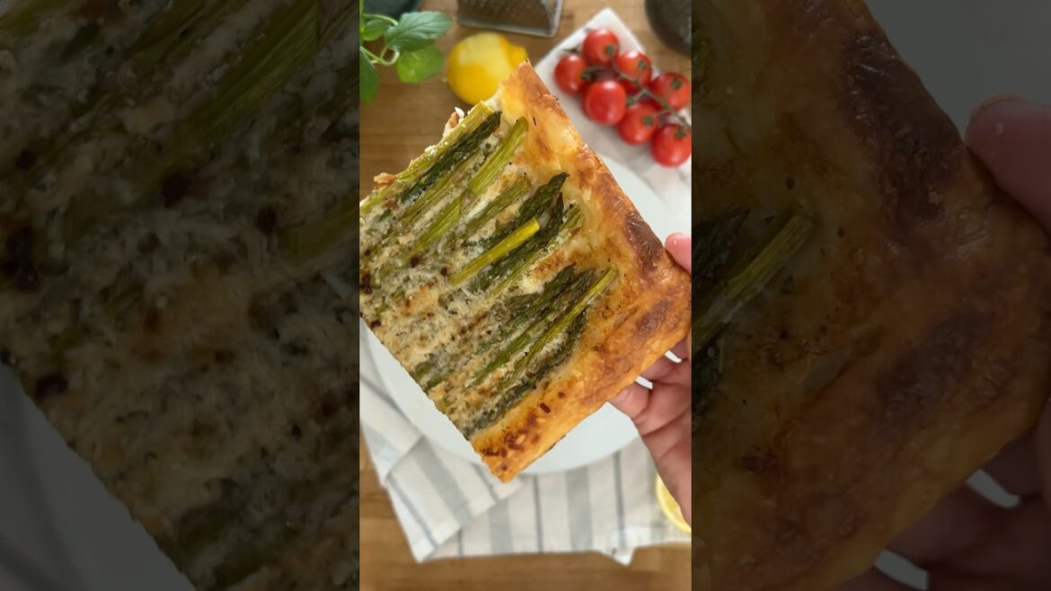 ✨ Grilled Asparagus Tart with Crème Fraîche & Gruyère✨#springrecipe #vegetarian #recipe