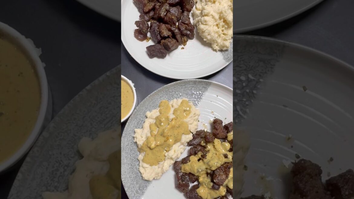 Beef & Mashed Potato with Spicy Garlic Mustard Sauce | #shorts