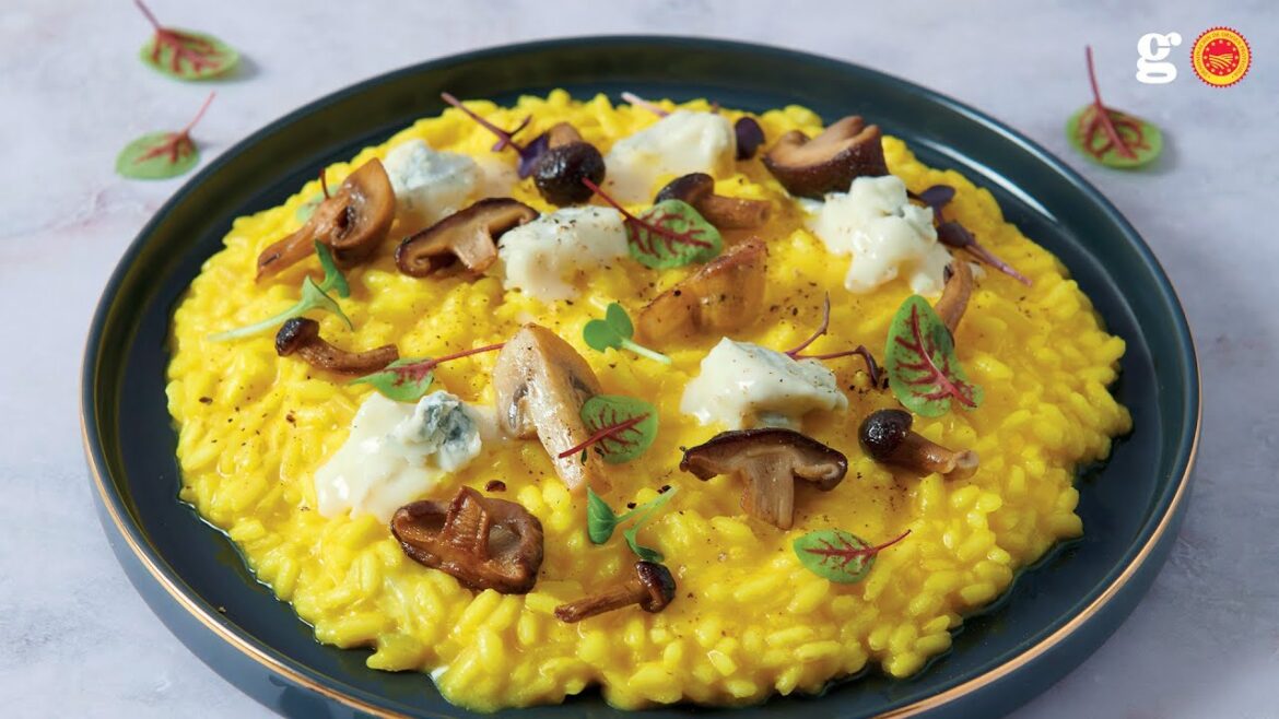 Risotto mantecado con Gorgonzola Dop setas y azafrán