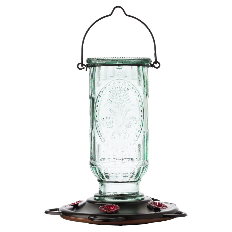 Antique Glass Hummingbird Feeder