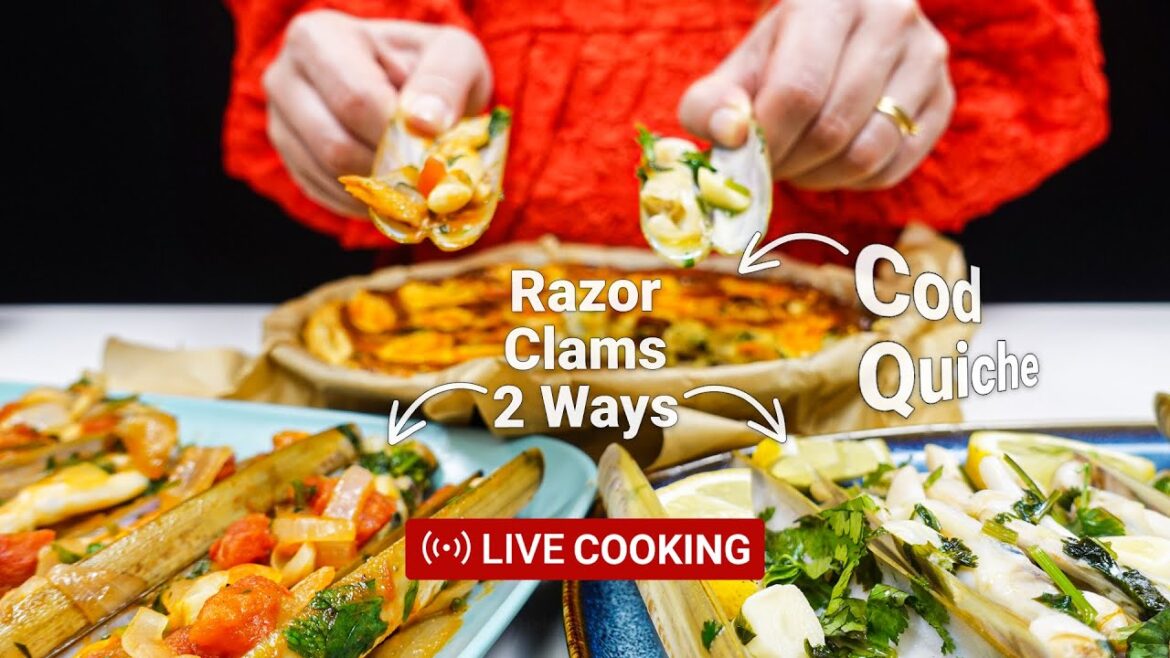 LIVE Cooking 140 - Razor Clams in Wine Sauce & Tomato Sauce (Longueirão e Lingueirão), Cod Quiche