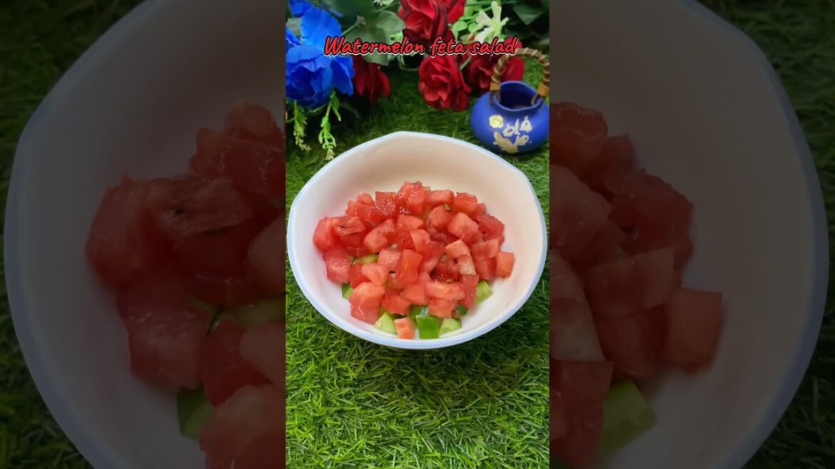 Watermelon feta salad #youtube #youtubeshorts #trending #viralvideo #watermelon #fetadaily #food