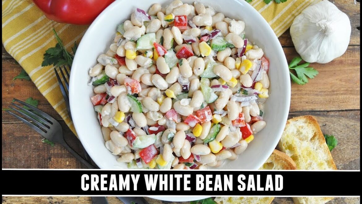 CREAMY White Bean Salad | Healthy and Refreshing 10 Minute Recipe