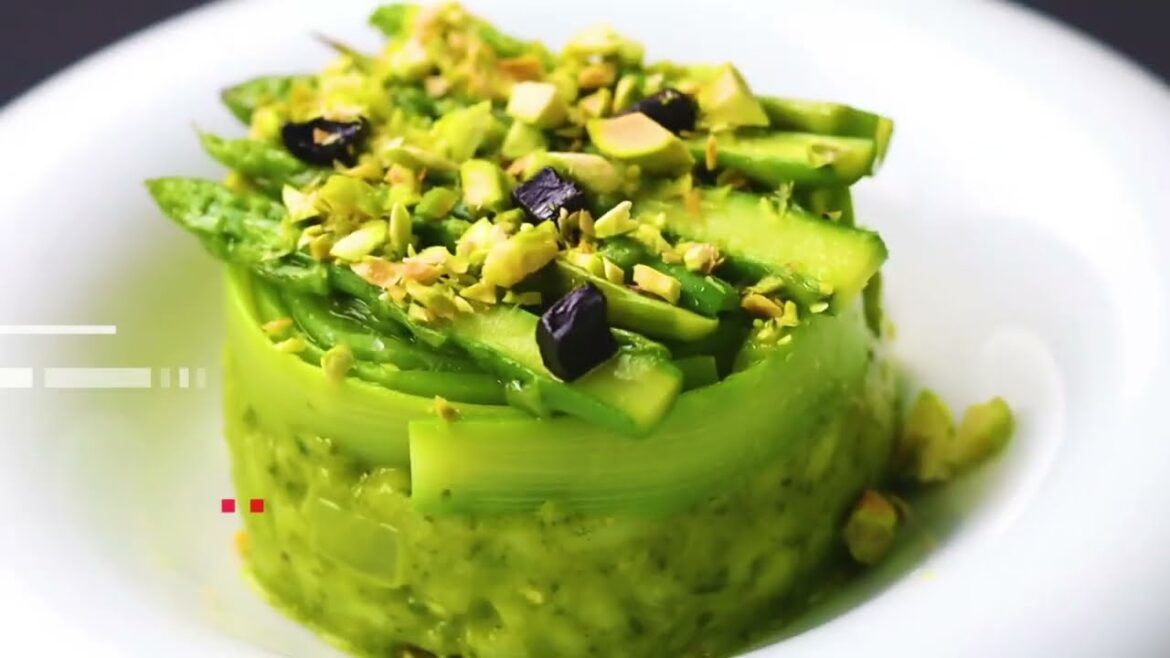 Exquisite Asparagus Risotto with Pistachio & Black Garlic | Culinary Musume by Chef Mohamed Abdell