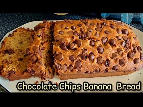 Chocolate Chip Banana Bread Recipe |super moist banana chocolate chip