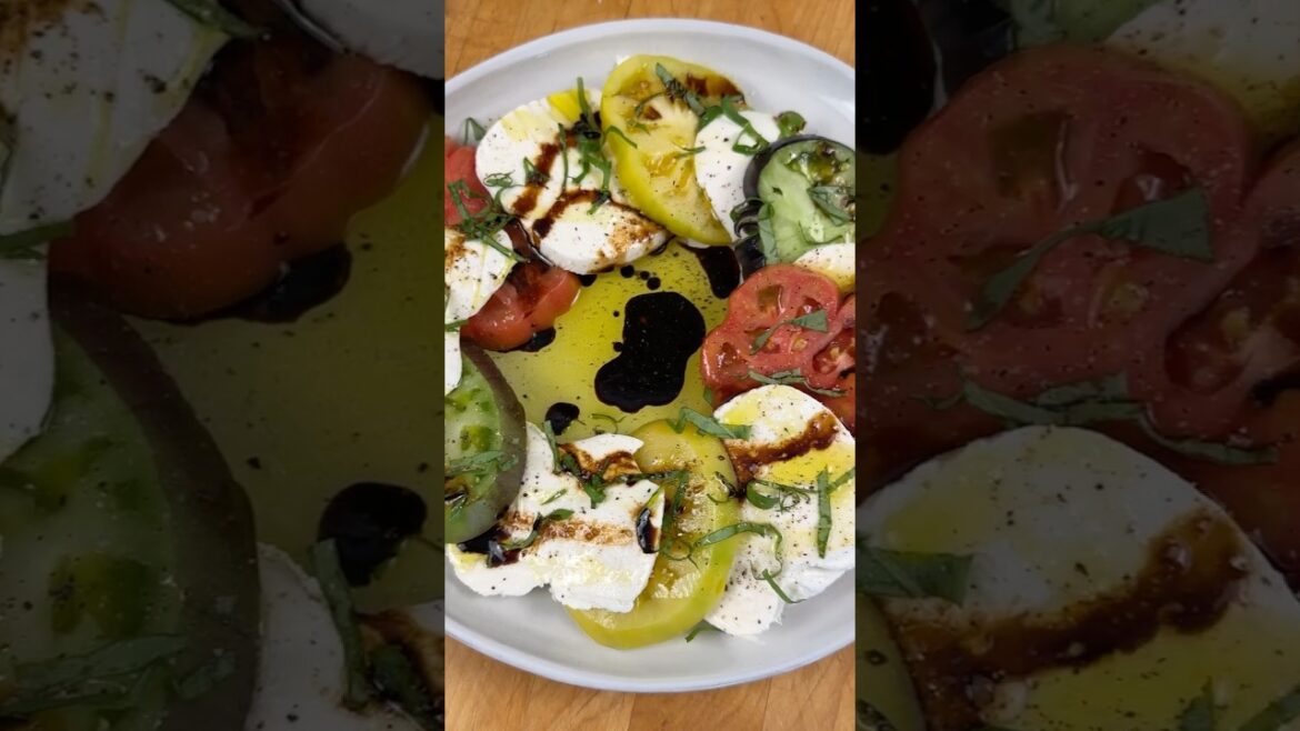 Rainbow Heirloom Tomato Caprese Salad #cooking #asmr