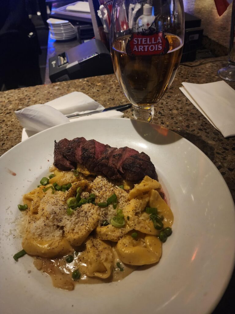 Jack Astors Bloor and Yonge Steak and Tortellini. It was tasty.
