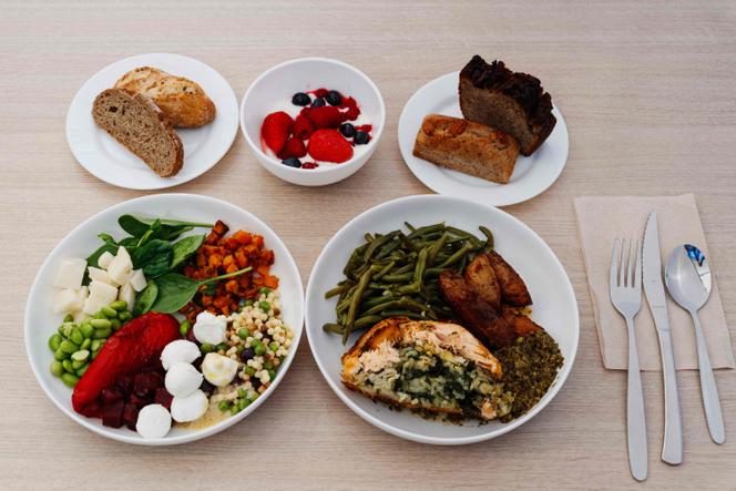 An example of the food served in the Olympic Village. Photo taken on June 25, 2024, during a press presentation.