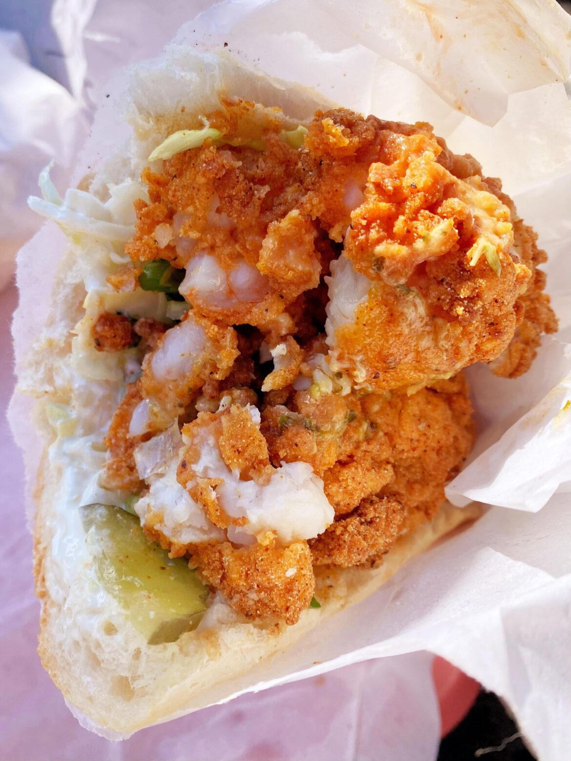 little jewel of new orleans - catfish & shrimp po boy fully dressed