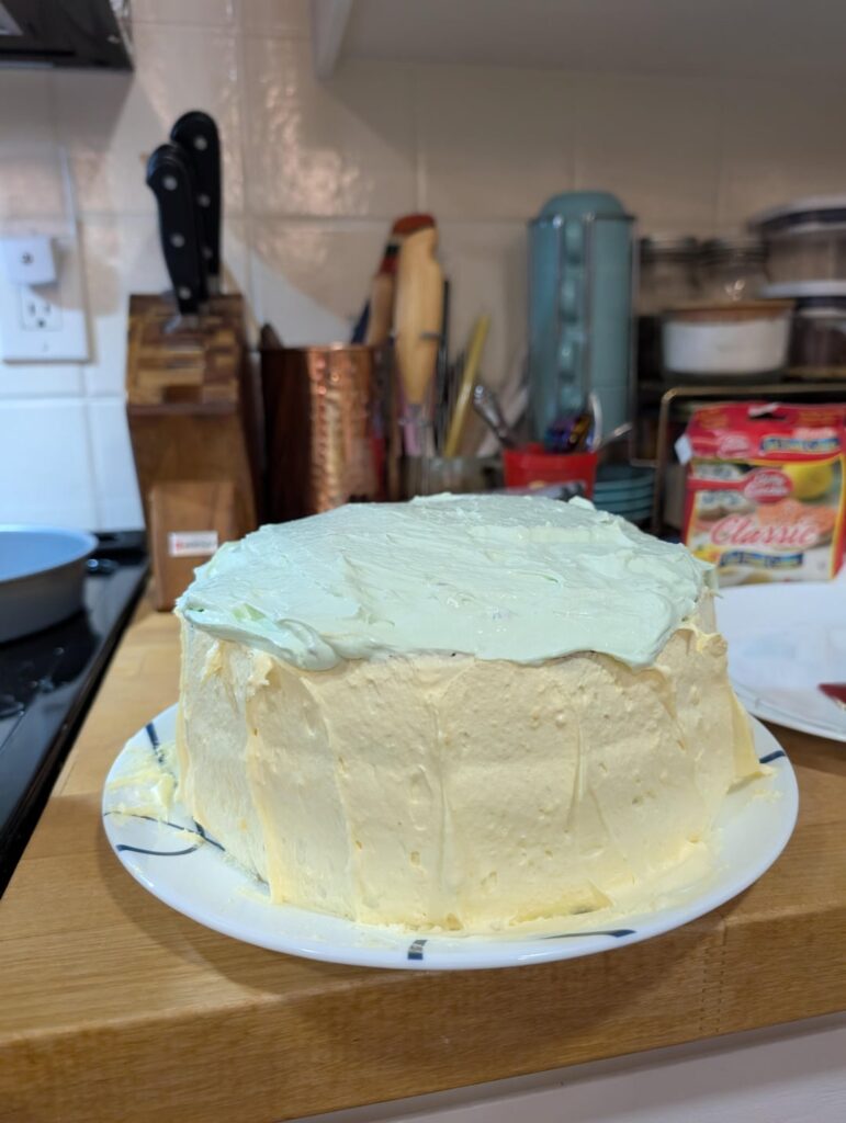 I don't expect much, but this is my first double layer cake! Love this sub, can finally post something SCORE