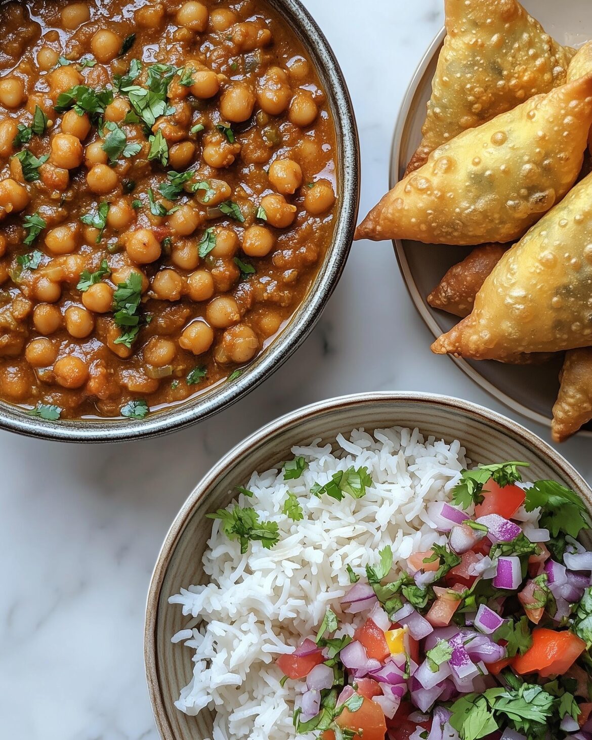 Chana Masala With Samosas