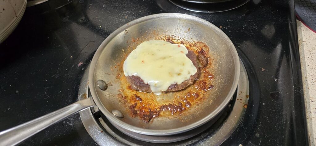 Well done pepperjack angus burger for breakfast