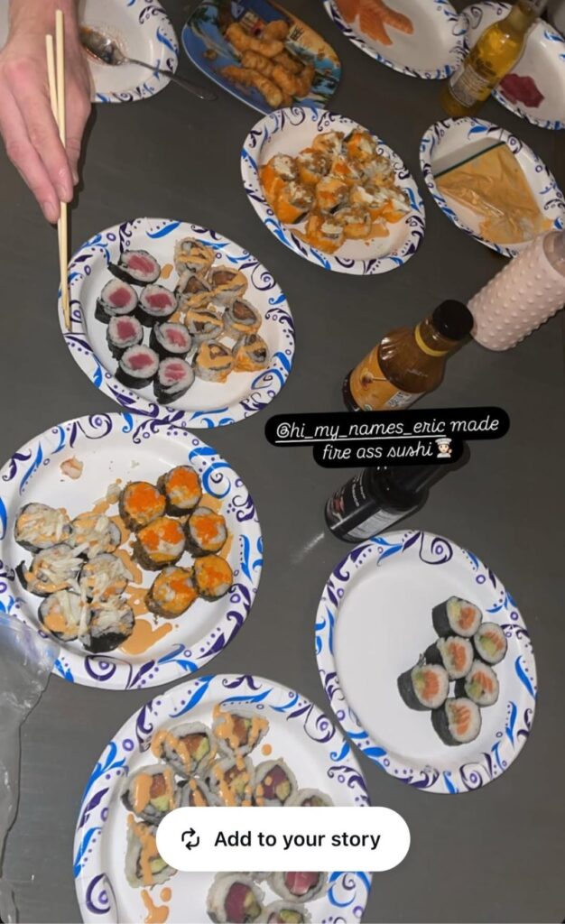 Got invited to DJ at this Airbnb and I made sushi for everyone.
