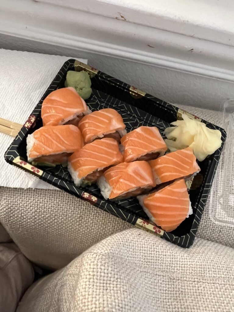 calories for the salmon on the top and inside the sushi only?