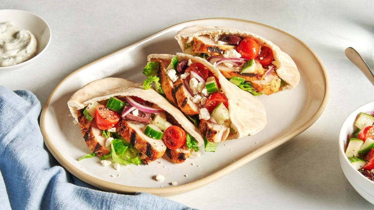 preview for Mediterranean Grilled Chicken Gyros | delish + Aldi