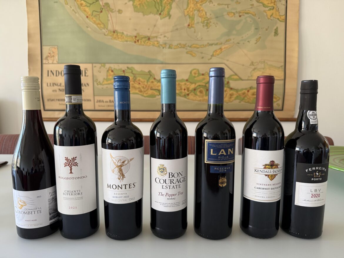 Lineup of red wines Lineup of red wines