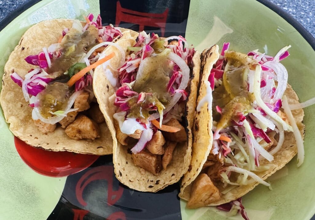 Quick chicken tacos for breakfast