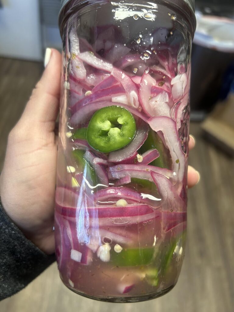 I’m obsessed with having pickled onions in my fridge.