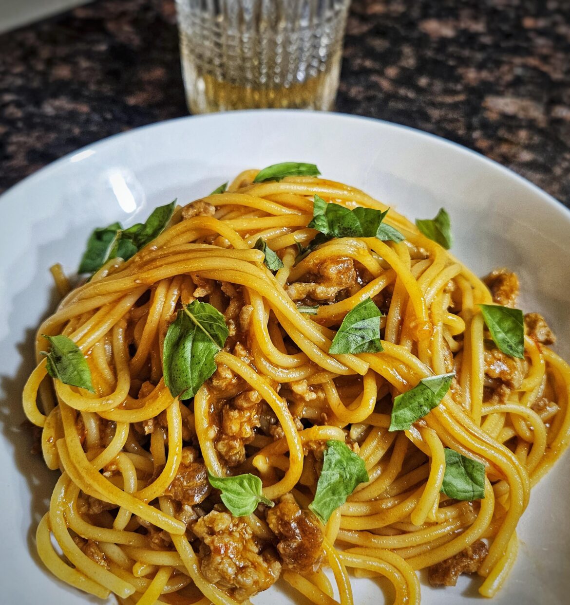 Spicy-sweet sambal pork noodles.
