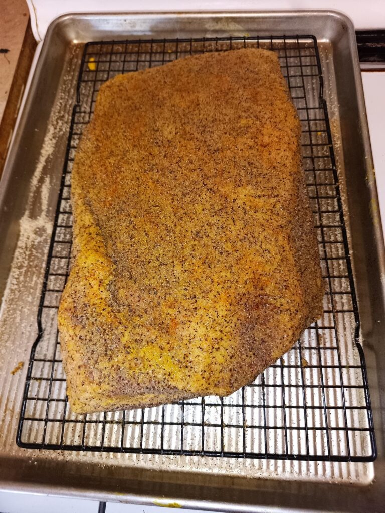 Small brisket on 22in kettle using Snake Method