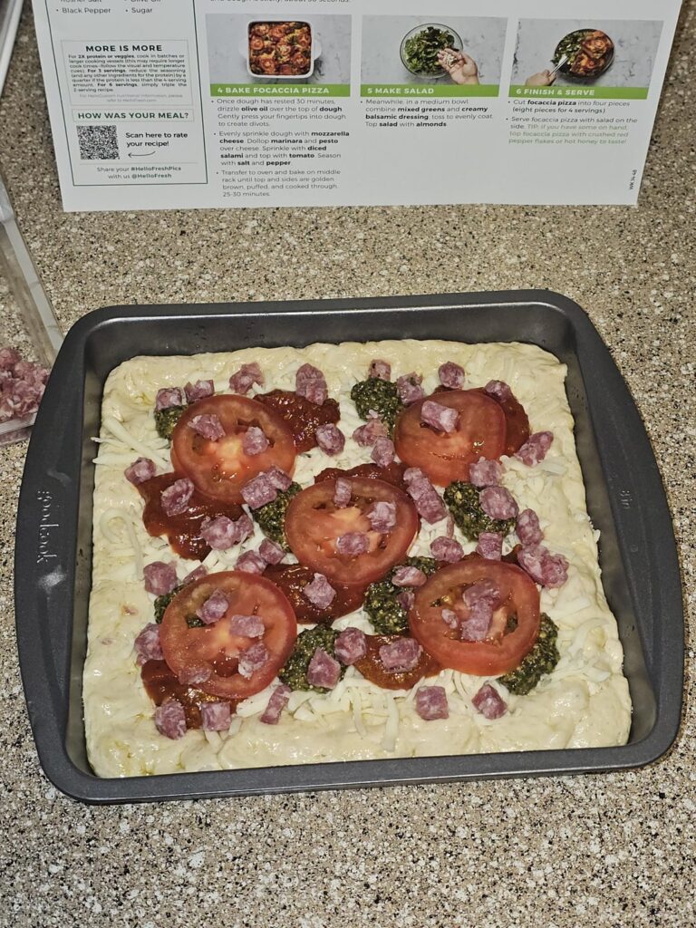 Homemade Salami & Mozz Focaccia Pizza