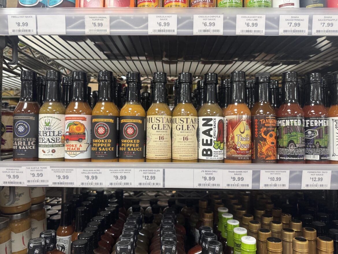 Local shop has an amazing selection of sauces.
