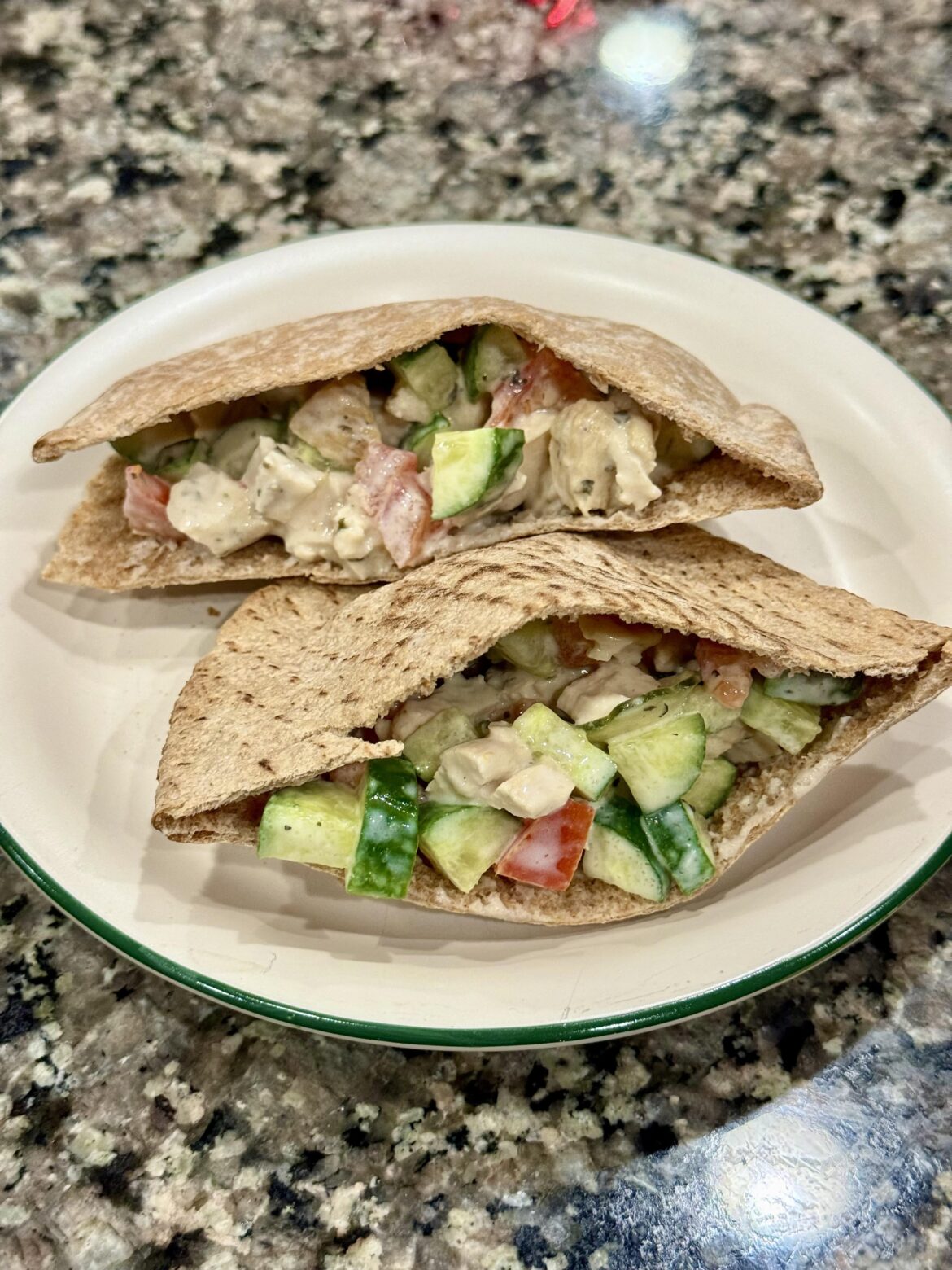 370 cal stuffed pita, 33g protein