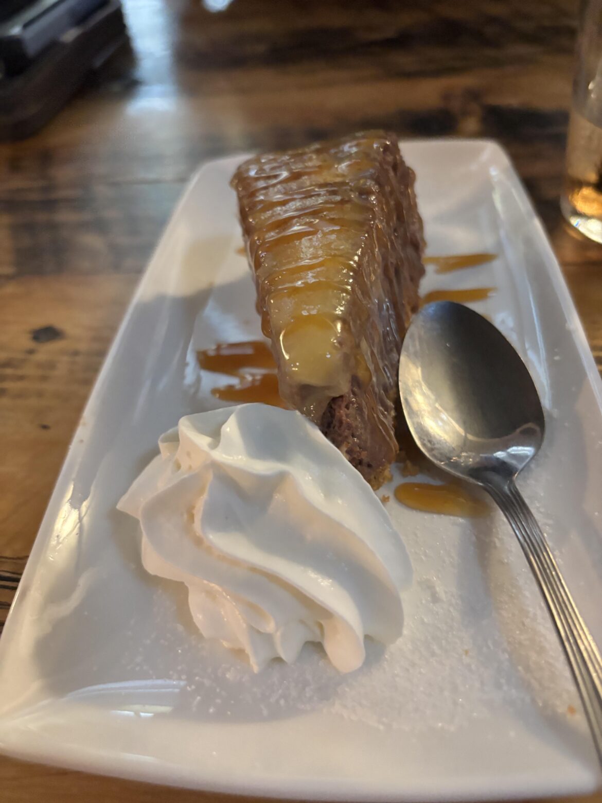 Went out to dinner with family and for dessert got this crème brûlée cheesecake