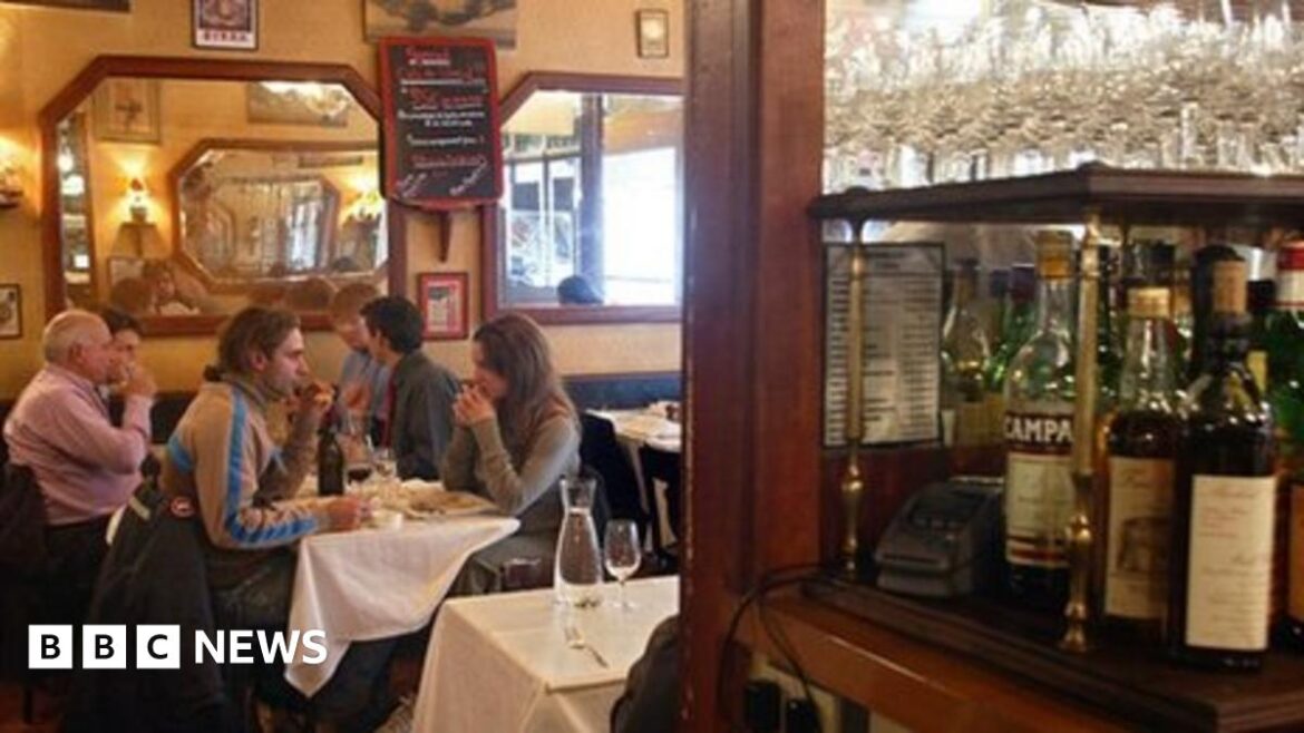 Diners at a bistro table