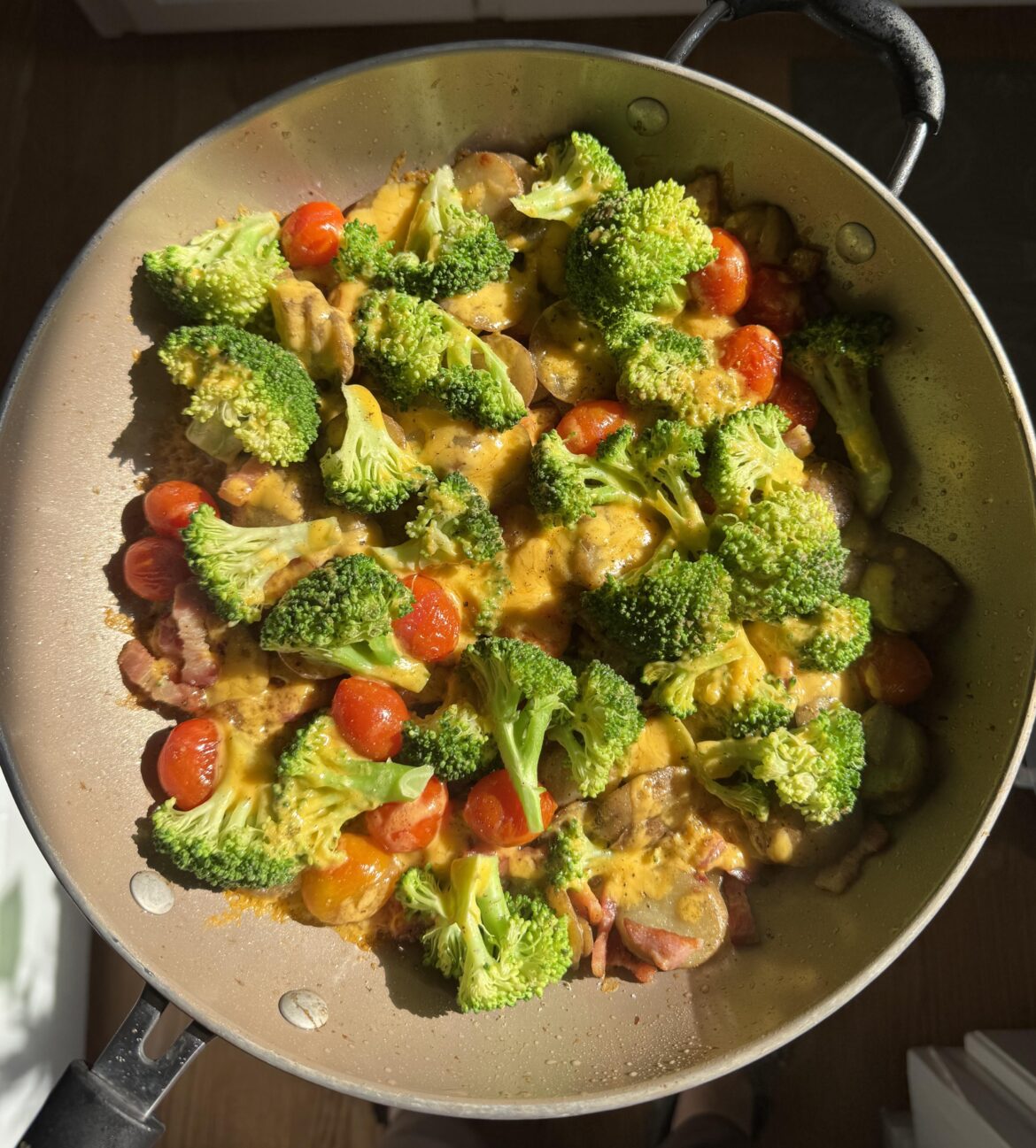 Loaded potato, broccoli and bacon skillet - speedy and tasty!