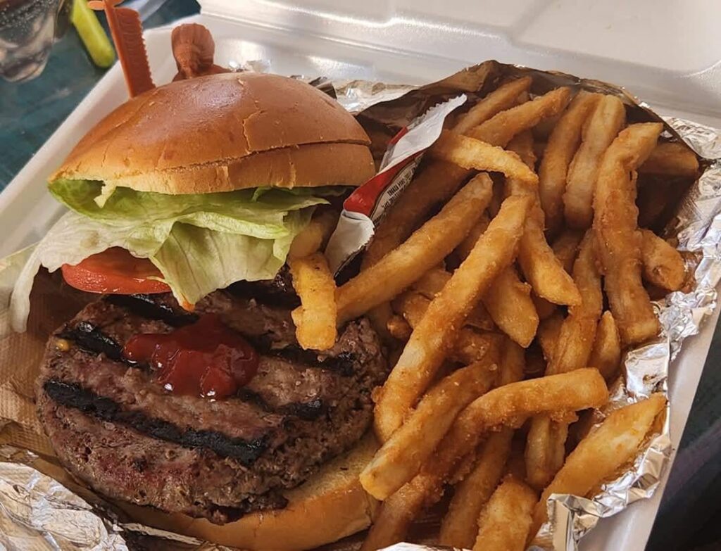 Picked up this burger from local diner for lunch