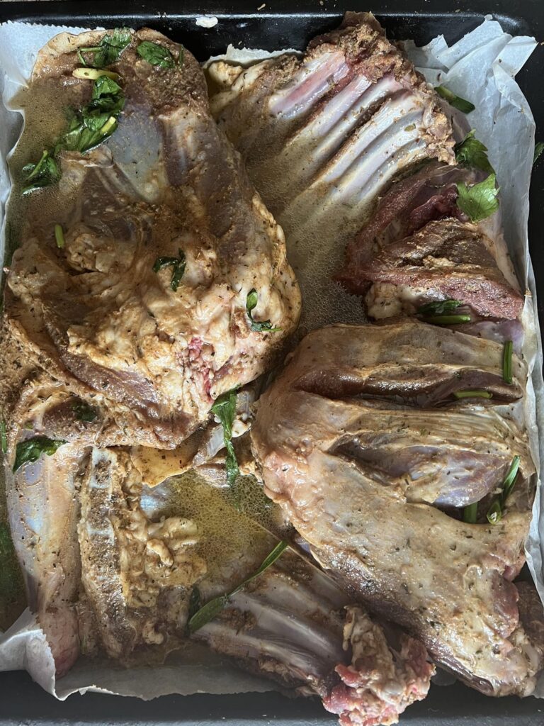 Kid Goat marinated in spices and herbs - 4 hours to be baked in the oven