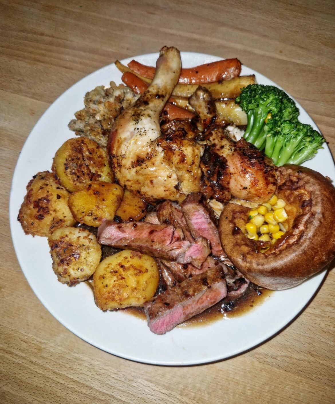 Smoked chicken & grilled steak Sunday roast.