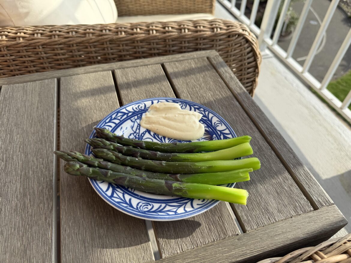Kenji’s blanched asparagus with homemade mayo Kenji’s blanched asparagus with homemade mayo