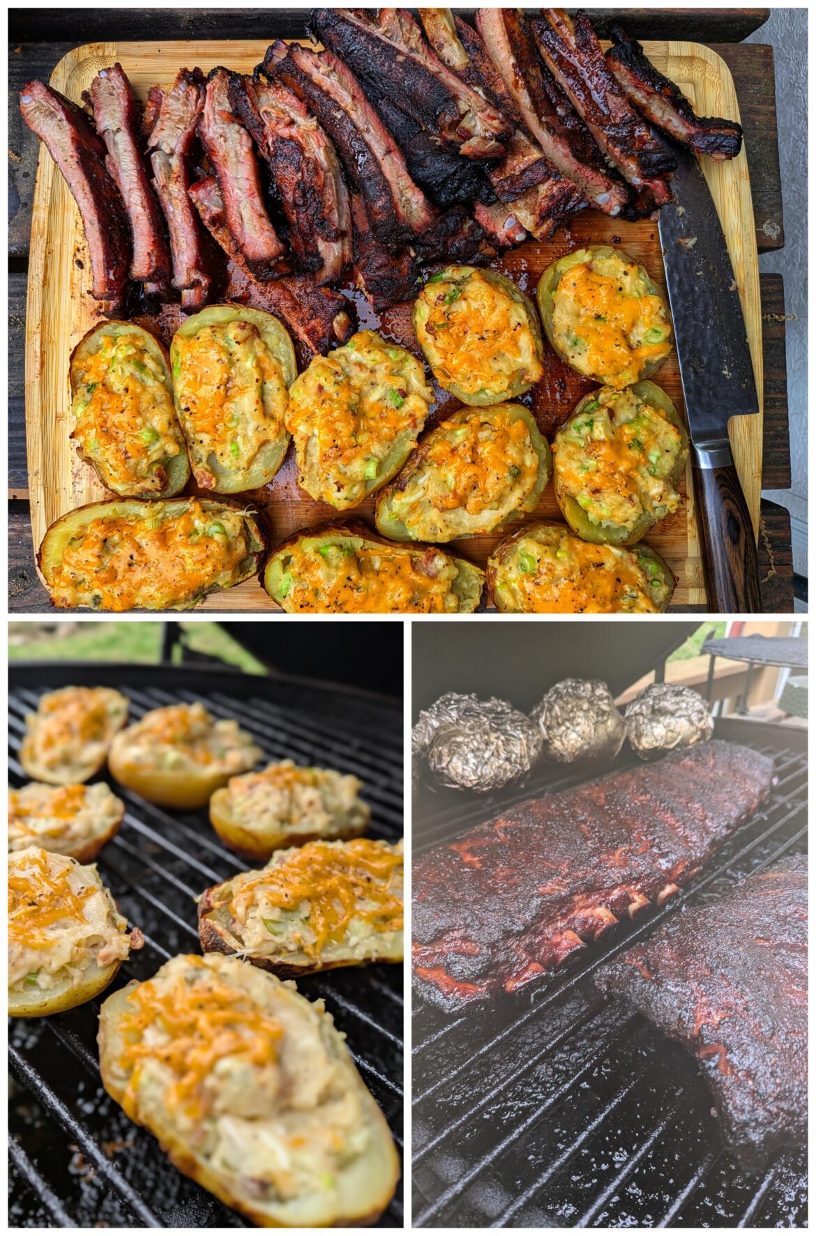Ribs and Smoked twice baked taters