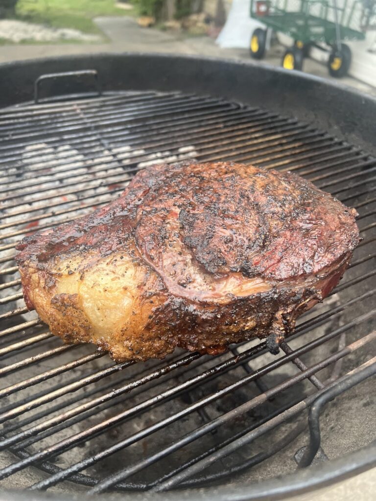 3lb ribeye on the kettle