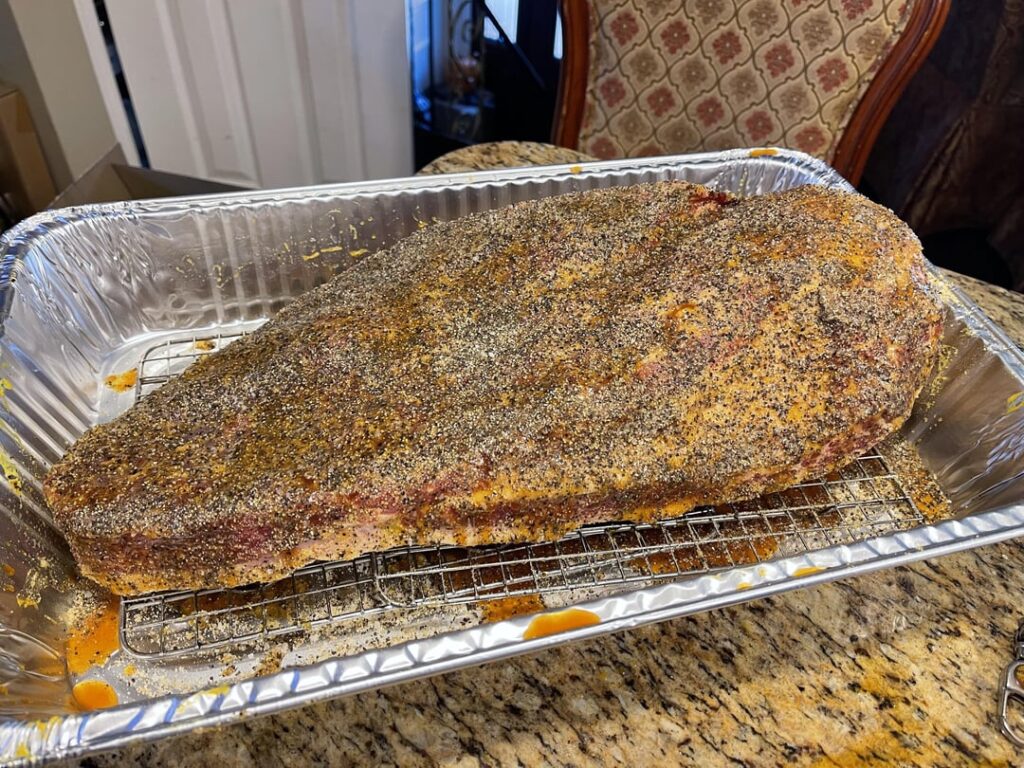 Going overnight on the Pro 34 at 8:00pm. 225 until the morning. My SPG with a little bit of Meat Church Holy Cow