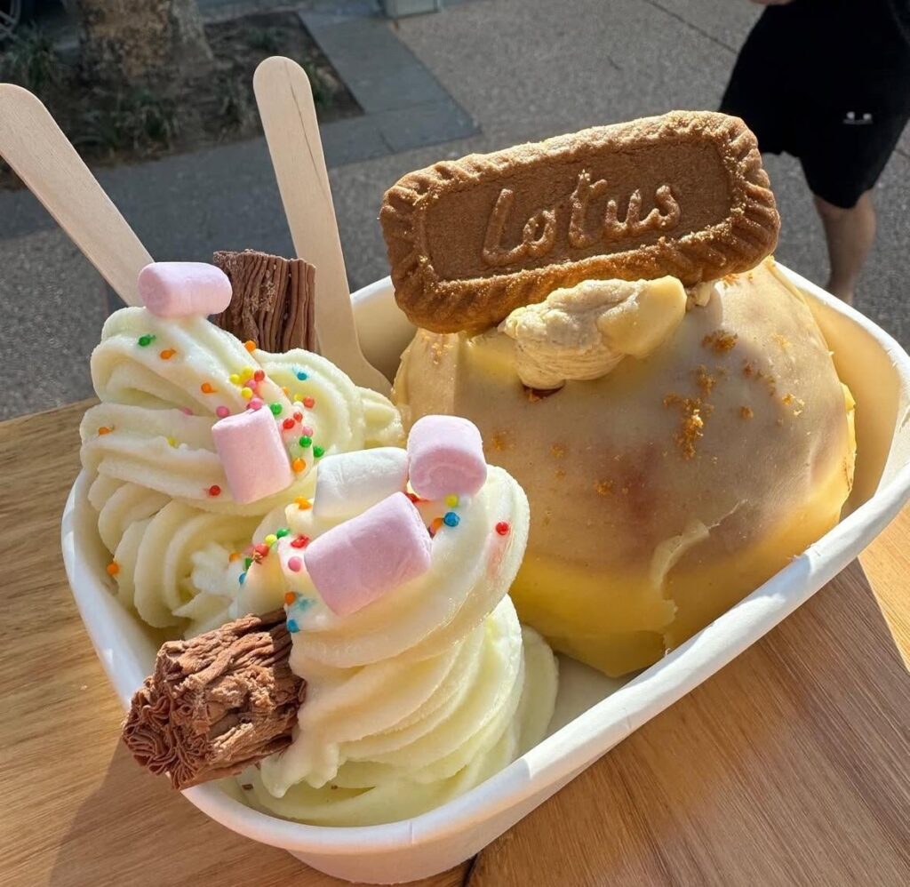 Biscott filled donut with soft serve