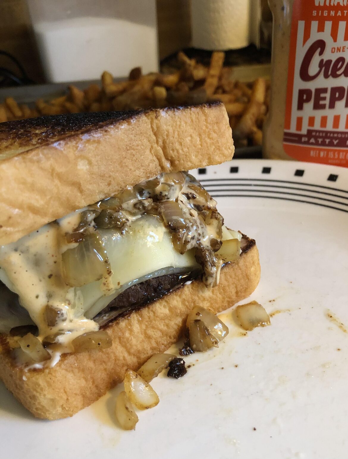 Patty melts with seasoned fries