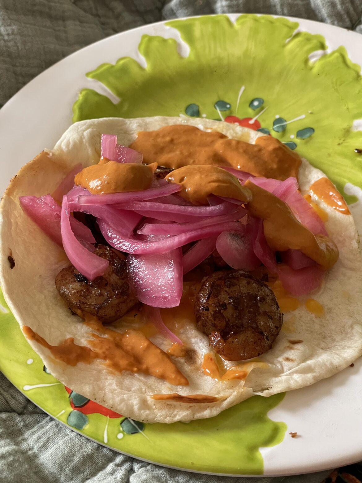Made some simple shrimp tacos with pickled red onions, chipotle adobo sauce and cheese all homemade minus the cheese and tortillas 🤙🏼