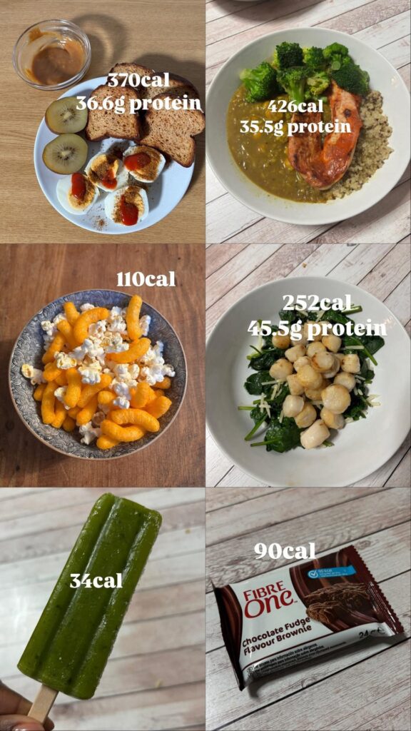 Full day: 1282 cal/121g protein/39g fiber + 100lbs lost 🥳