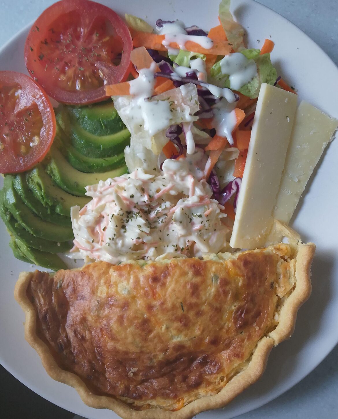 Quiche & whatever odds and ends I had in fridge.