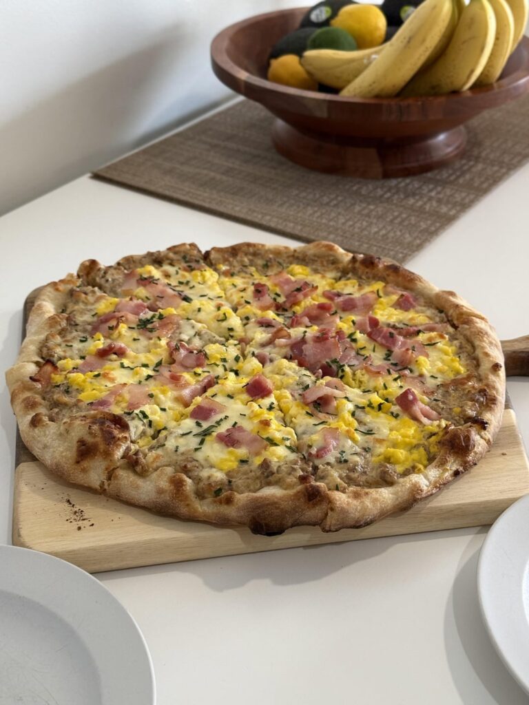 Breakfast pizza in the afternoon