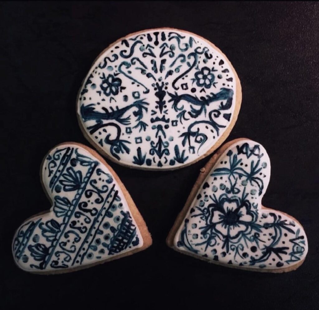 My first attempted at painting on a cookie after not drawing for years. Very time consuming but fun!