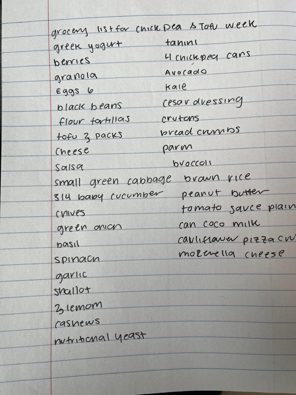 Grocery List