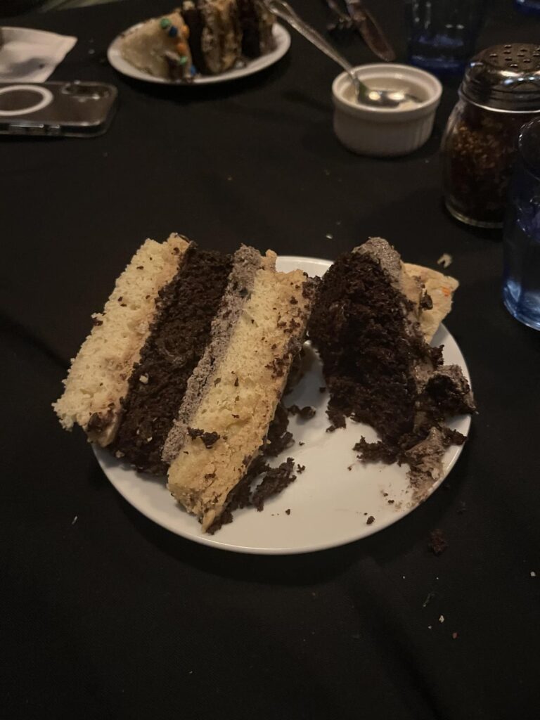 How many calories in this cake? Only ate the chocolate cake.