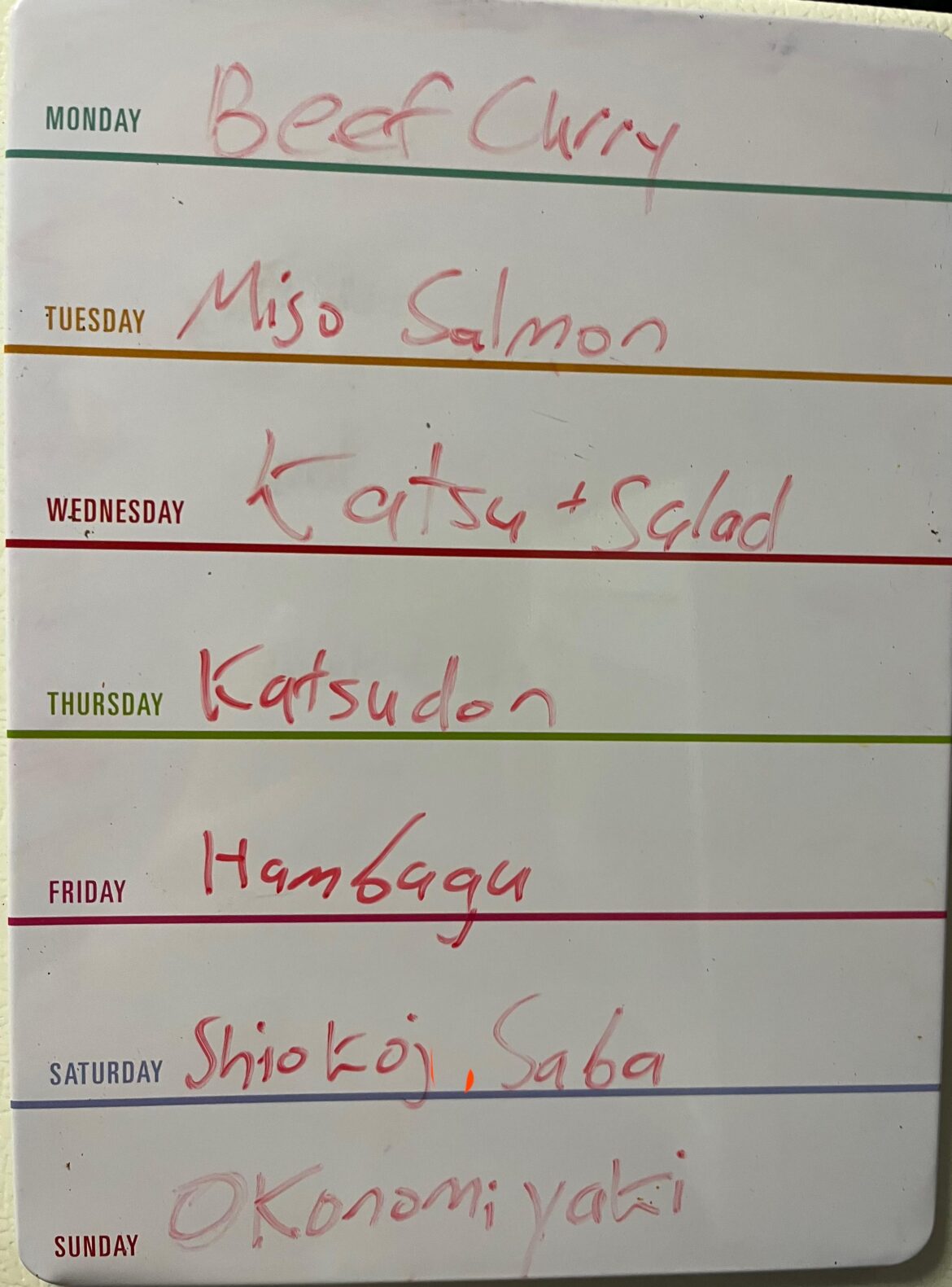 The menu at home this week
