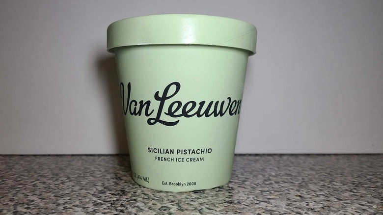 Van Leeuwen Sicilian pistachio ice cream pint on counter